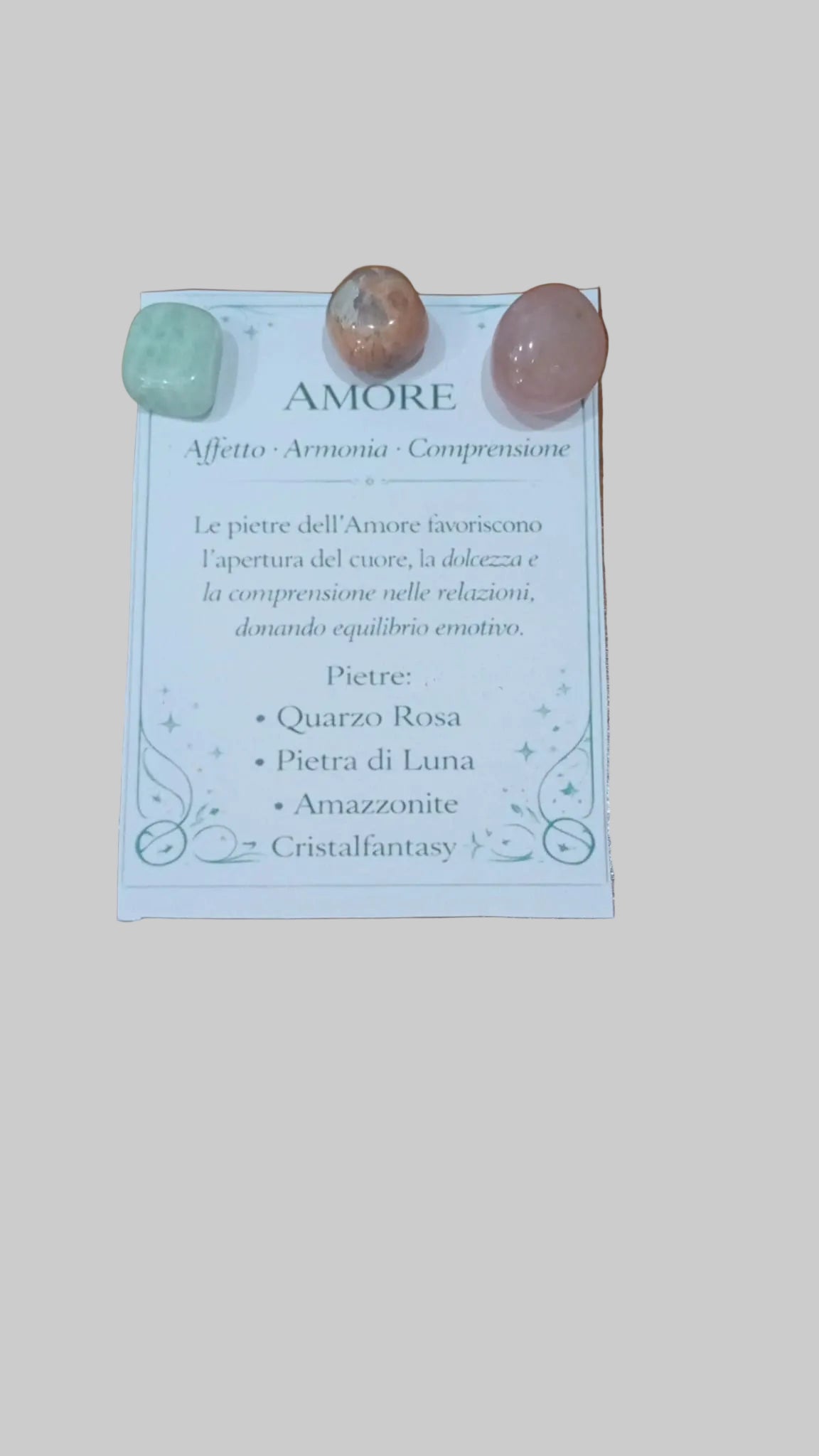 Sacchetto del Benessere "Amore & Relazioni" - Quarzo Rosa, Pietra di Luna e Amazzonite