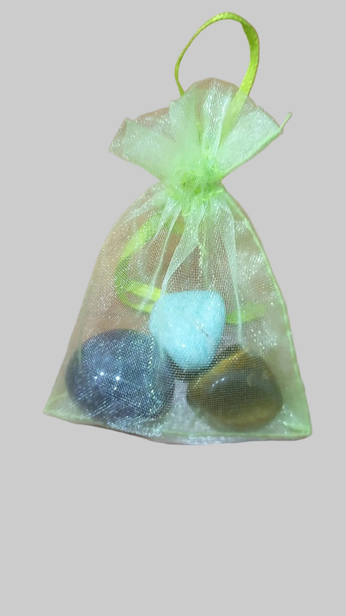 Sacchetto del Benessere "Protezione & Equilibrio" - Occhio di Tigre, Ametista e Amazzonite