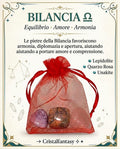 Kit Cristalli Segno Zodiacale Bilancia - Lepidolite, Quarzo Rosa, Unakite