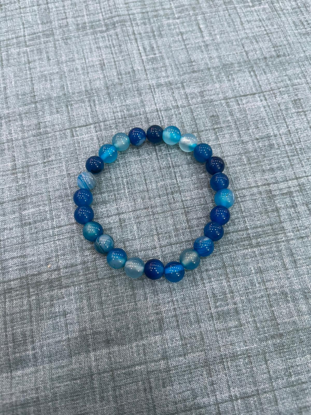 Bracciale in Agata rigata Blu / Aiuta nella Concentrazione e a Prendere Decisioni